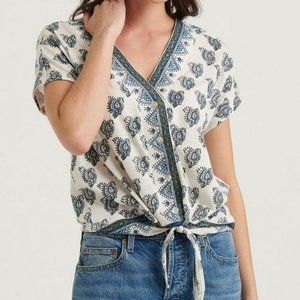 Lucky Brand V- Neck Tie Front Top